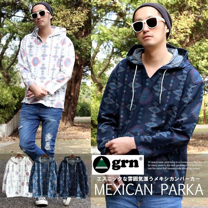 パーカー メンズ ネイティブ柄 長袖 メキシカン カジュアル 薄手 Grn 18 S S 春 夏 春夏 Arcticplant 通販 Yahoo ショッピング