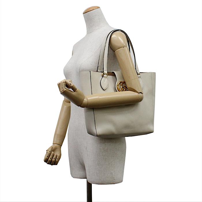 GUCCI グッチ レザー ホワイト 白 ダブルG トートバッグ GUCCI グッチ レザー ホワイト 白 ダブルG トートバッグ