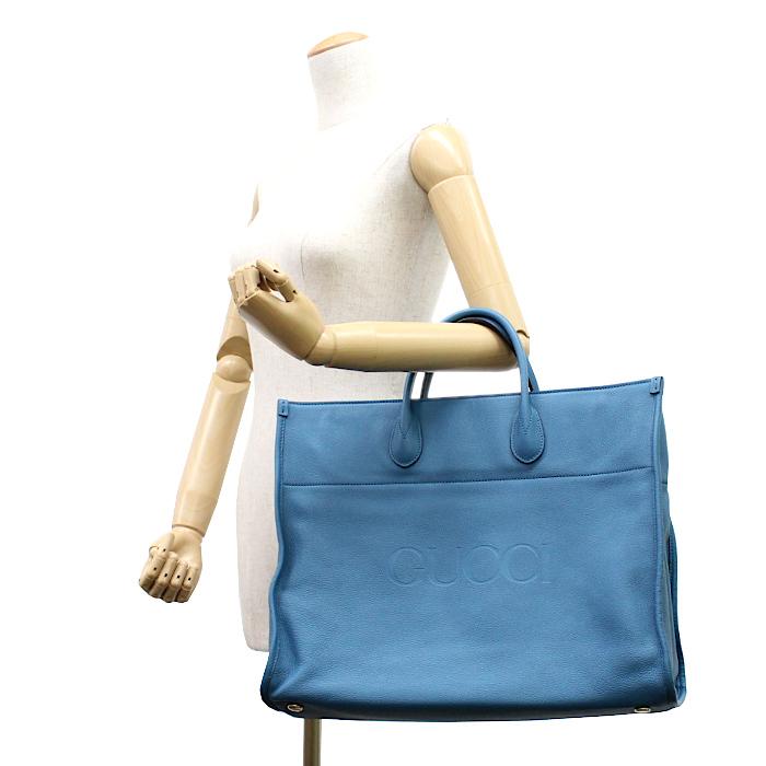GUCCI グッチ レザー ブルー 青 2Way トートバッグ ショルダー