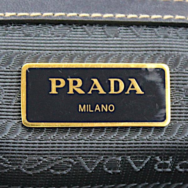 PRADA（プラダ） キャンバス ジャガード ネイビー ベージュ ロゴ