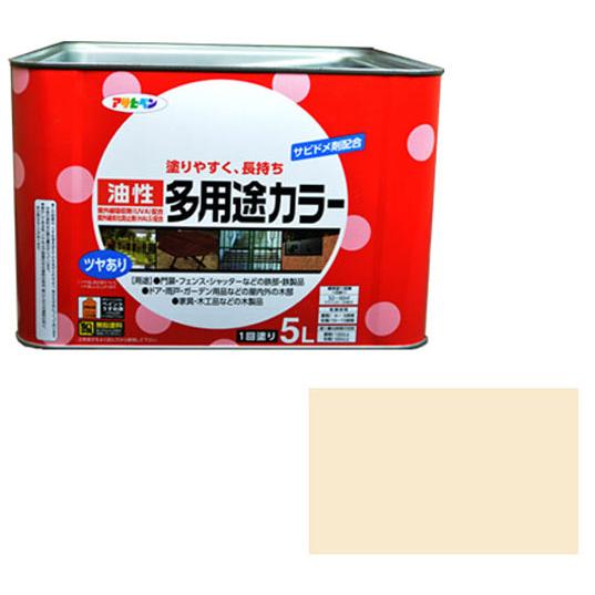 世界的に有名な 5L 油性多用途カラー アイボリー アサヒペン 取寄品 ペンキ、塗料
