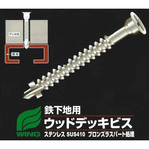 鉄下地用ステンレスウッドデッキビス 45mm×5.0mm 100本入 ウイング