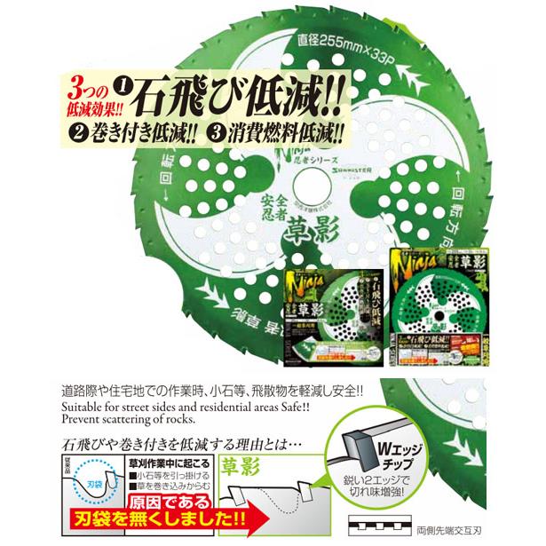 チップソー 安全忍者 くさかげ 草影 外径：230mm 刃数：33P 箱入 関西