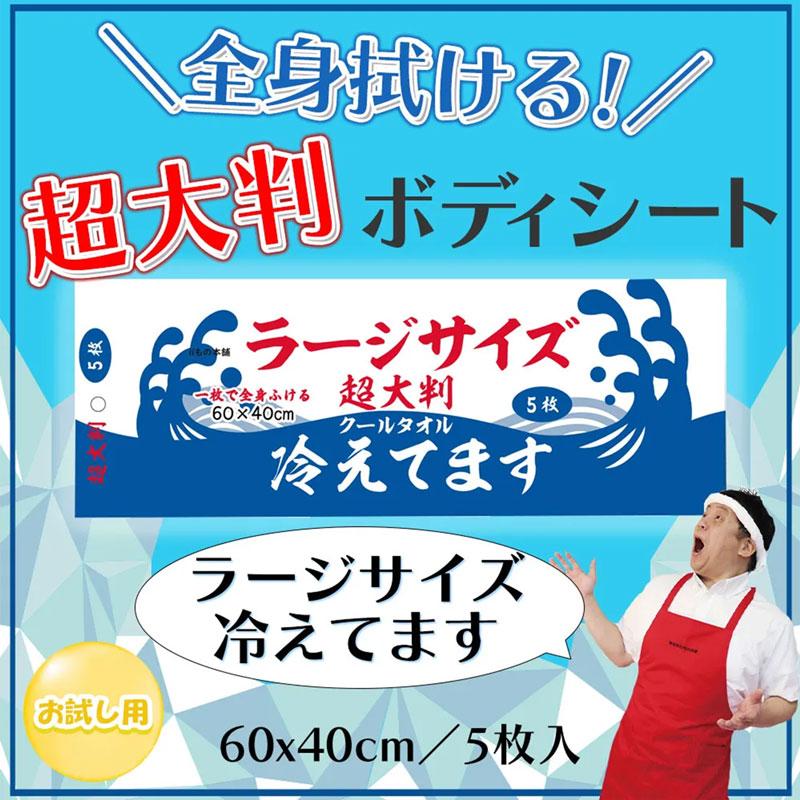 超大判クールタオル ラージサイズ 冷えてます(60×40cm) 5枚入 × 48パック 計240枚入 メーカー直送 カネイシ |  | 01