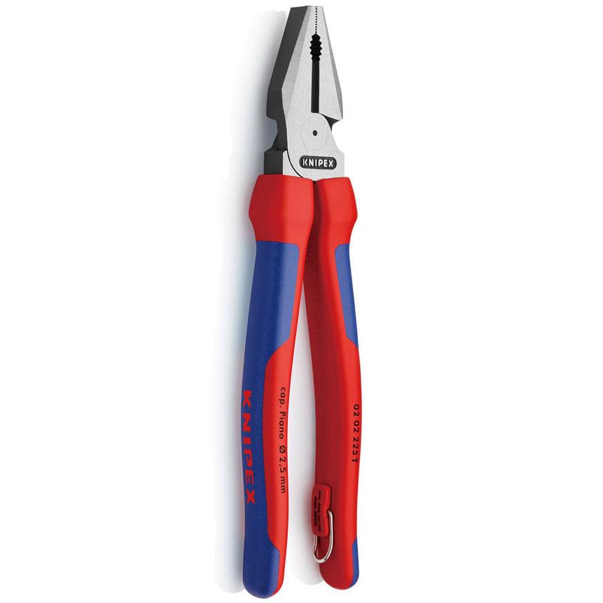 強力型ペンチ 安全留め輪付 225mm ※取寄品 KNIPEX(クニペックス) 0202-225TBK |  | 01