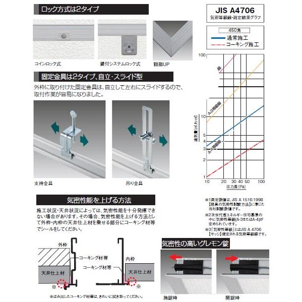 気密天井点検口 枠のみ 鍵付システムロック式 支持金具450角 1箱10個価格 SPG(サヌキ) KMK451_2