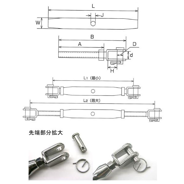 店長大暴走！クリアランスSALE ステンレス金具 パイプターンバックルJ＆J 20個価格 水本機械 TBP-8J