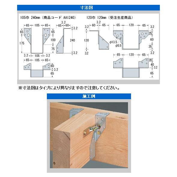 オメガー 梁受け金物 ツメあり 120×210(1箱・10個価格) ※取寄品 タナカ AA1211_1