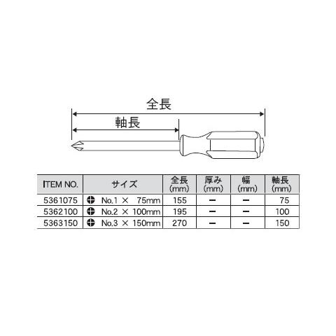 Pro-Autoスクリュードライバー(貫通式)(サイズ+3×150mm)長さ270mm SEK