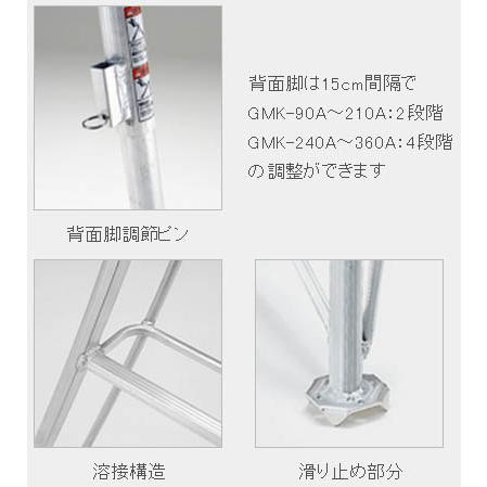 三脚脚立(垂直高さ2.32×有効高さ1.45m)メーカー直送 個人宅不可 PICA GMF-240A_2