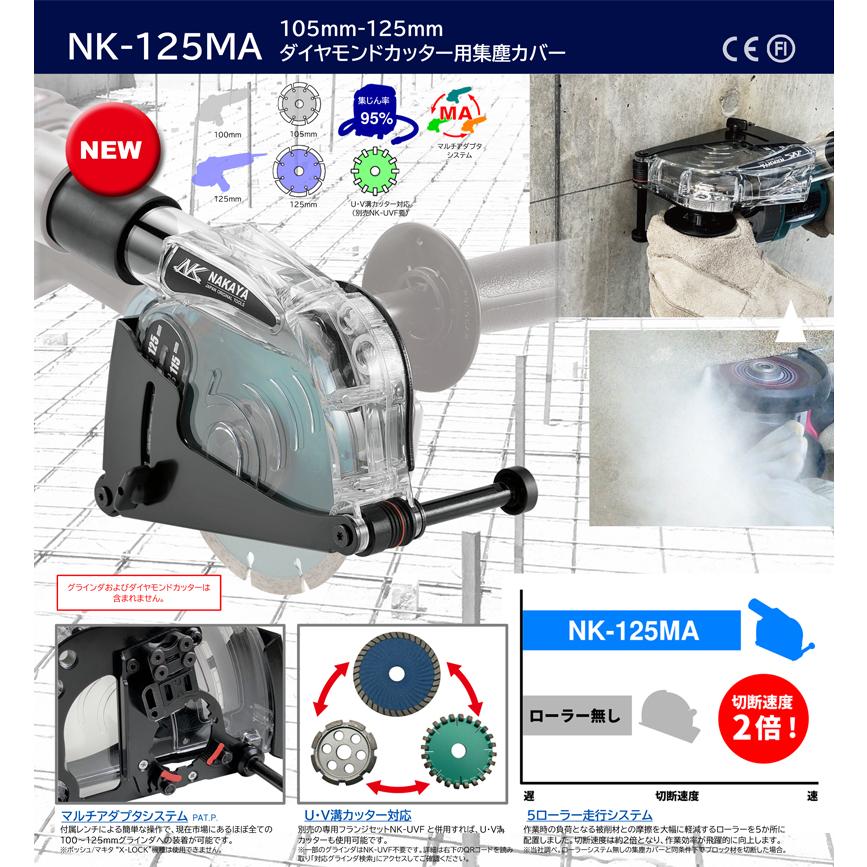 ダイヤモンドカッター用集塵カバー 105〜125mm ナカヤ NK-125MA : 大工