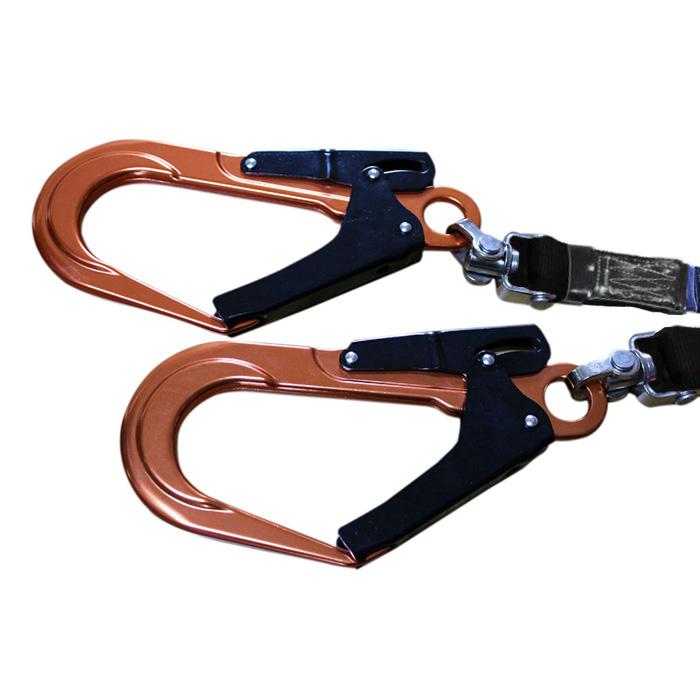 伸縮式 ダブルランヤード 100kgまで オレンジ 墜落制止用器具の