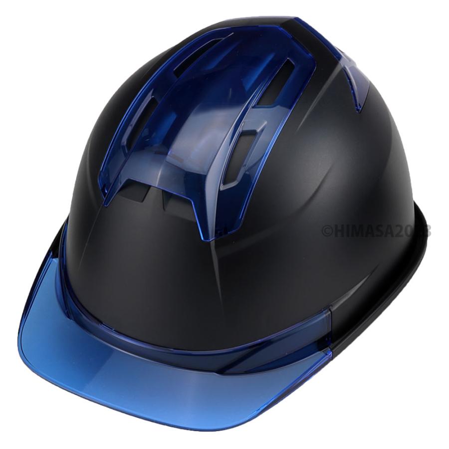 通期孔付き つや消しヘルメットVenti EM 黒 ひさしブルー 受注 通期孔付き つや消しヘルメットVenti EM 黒 ひさしブルー 受注