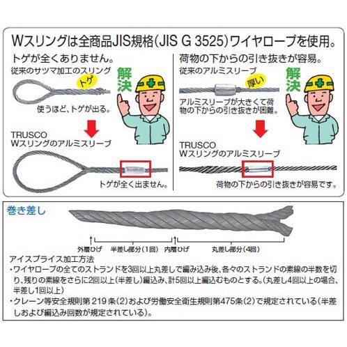 Wスリング Aタイプワイヤーロープ 径16mm×全長3.5m トラスコ GR-16S3.5｜arde｜03