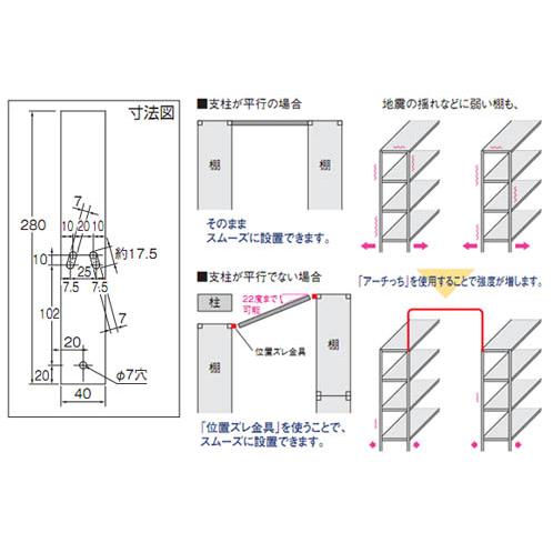 アーチ型転倒防止バー アーチっち 適用通路幅800〜1120mm ネオグレー トラスコ TB-M1100N-NGの画像