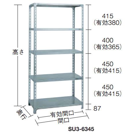 SUS304ステンレス軽量棚(5段)890×465×1502【代引不可・メーカー直送品 車上渡し品】 トラスコ SU3-5345の画像