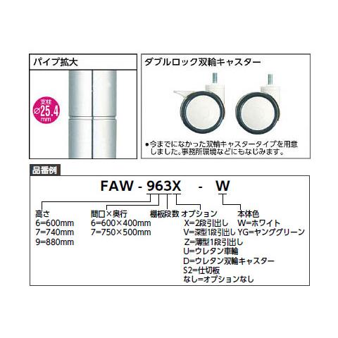 ファルコンワゴン(ウレタン車輪)間口600×奥行400×高さ740mm ホワイト トラスコ FAW763UW_2
