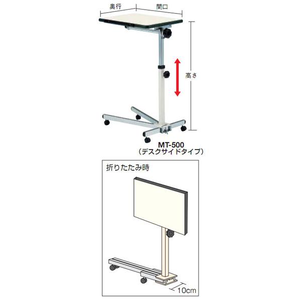 ミニテーブル(デスクサイドタイプ)500×350×570〜870mm トラスコ MT-500