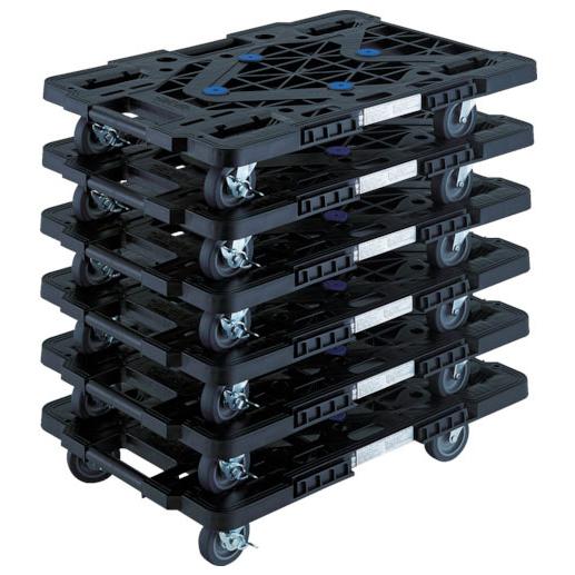 連結型樹脂製平台車ルートバン メッシュタイプ 黒 615mm 6台セット メーカー直送 代引不可 トラスコ MPK-600JS-BK-M6 | 