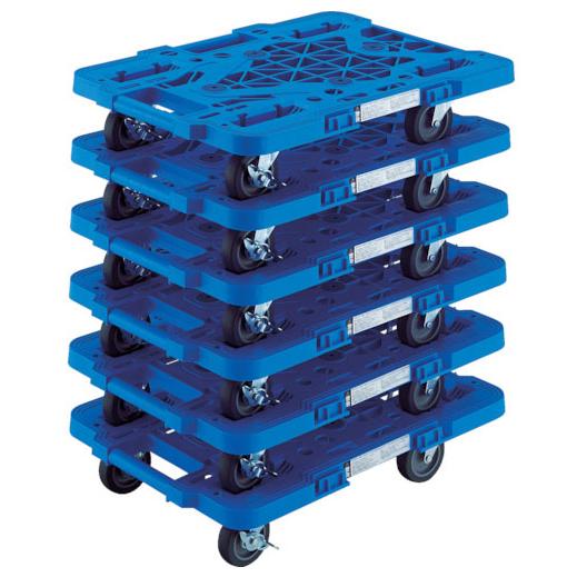 連結型樹脂製平台車ルートバン メッシュタイプ 青 515mm 4輪自在S付 1台 メーカー直送 代引不可 トラスコ MPK-500JS-B | 