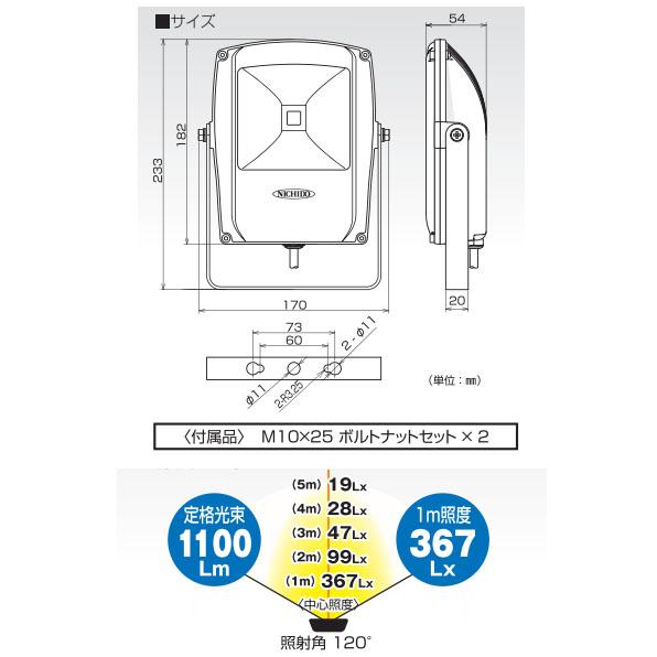 LEDフラットライト10W 昼白色 本体白 床スタンドタイプ 日動 LEN-F10S
