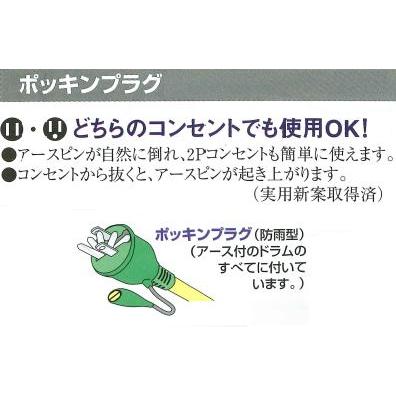 標準型電工ドラム 屋内型 30m 100Vアース付 漏電遮断付 日動 NF-EB34｜arde｜03