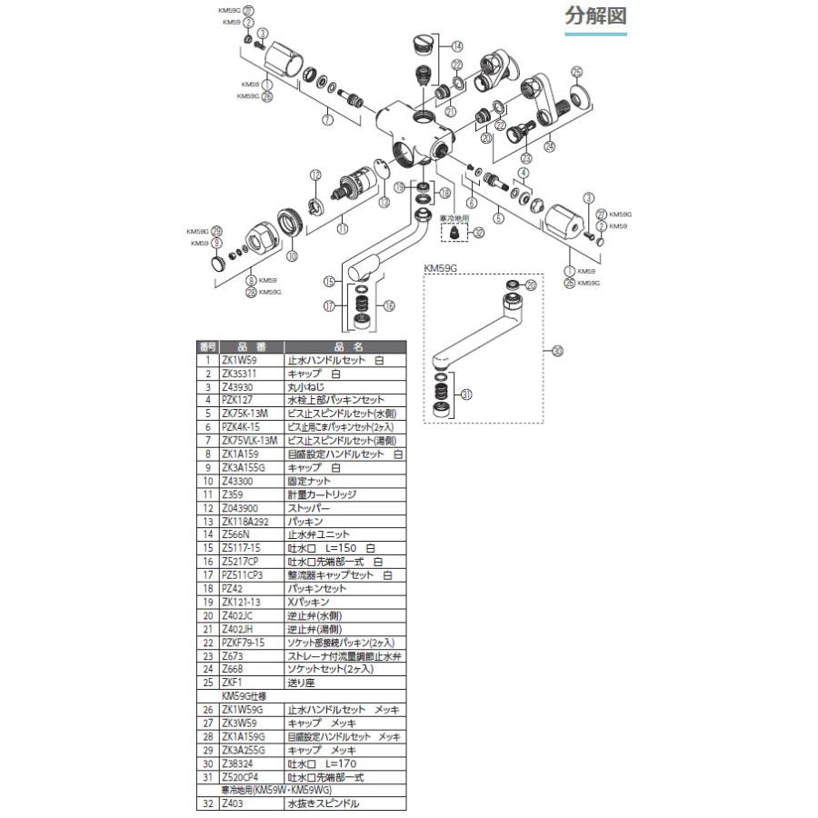 寒 定量止水付2ハンドル混合栓 ※取寄品 KVK KM59WG_2