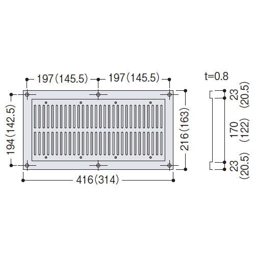 ステンレス軒天グリル大 ダンバーなし 216×416mm ホワイト 1箱30個価格 