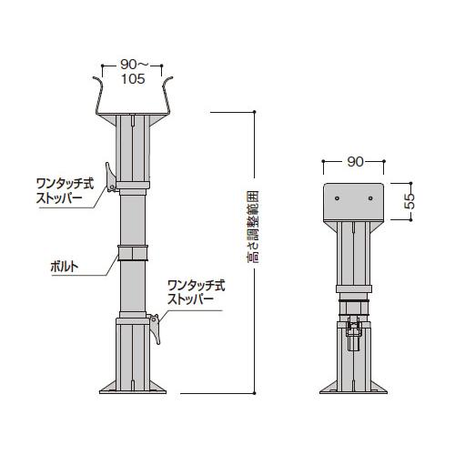 プラ束 宝生 受座タイプ 430P 高さ調整範囲280〜435mm 1箱30個価格 