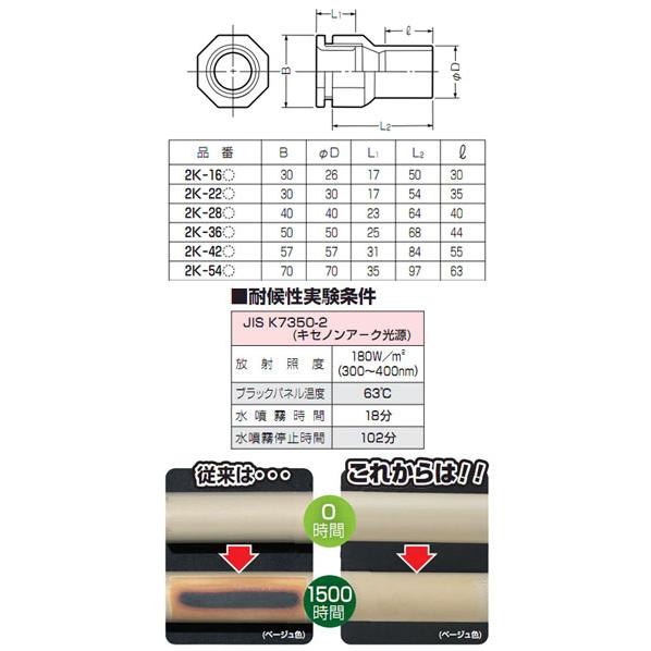 発送用② 2号コネクタ 適合管VE36 ブラック (50個価格) 未来工業(MIRAI) 2K-36K