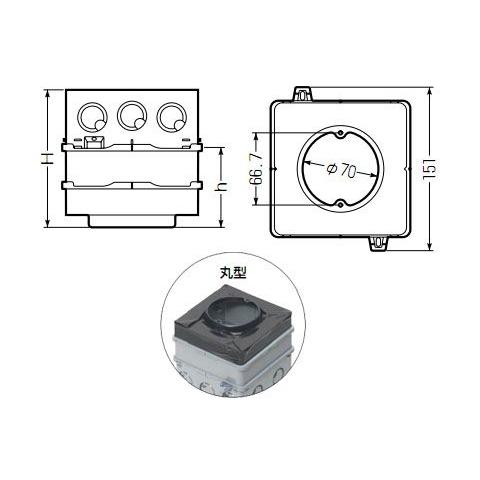 四角PCボックス 鉄塗代カバー付 75mm用 丸型 10個価格 4CBL-T1175A 四角PCボックス 鉄塗代カバー付 75mm用 丸型 10個価格 4CBL-