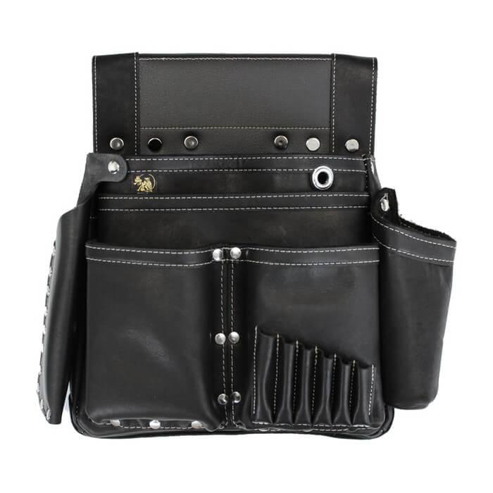 WEB限定 ふくろ倶楽部 PREMIUM 朱雀 グローブ革 六型釘袋 のみ差付すみつぼホルダー付 黒 ふくろ倶楽部 GSZ-836SN | 