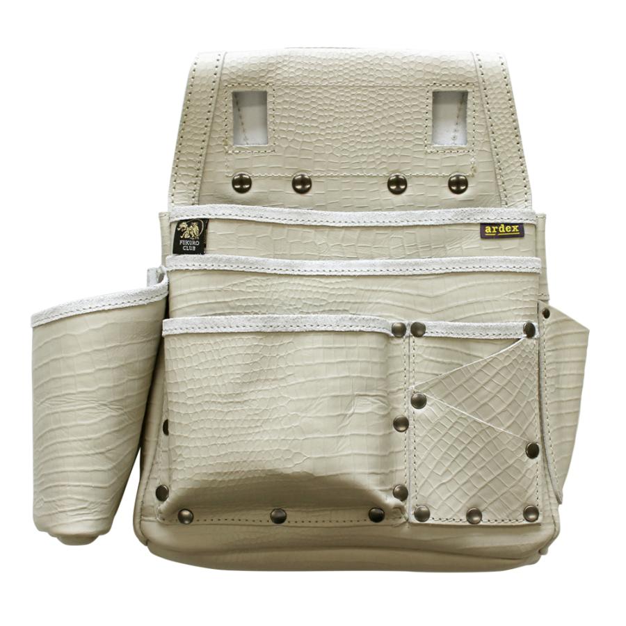 WEB限定 ふくろ倶楽部 PREMIUM ARDEXモデル 朱雀 五型釘袋 すみつぼホルダー付 クロコヌバックアイボリー ふくろ倶楽部 PSZ-10 | 