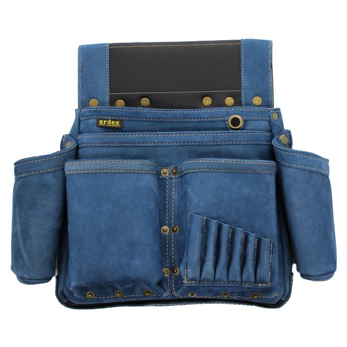 釘袋 Wポケット W墨壷ホルダー仕様 6型 ブルーデニム ヌバック 【送料無料】 アルデ ARDEX-016W-KP | 