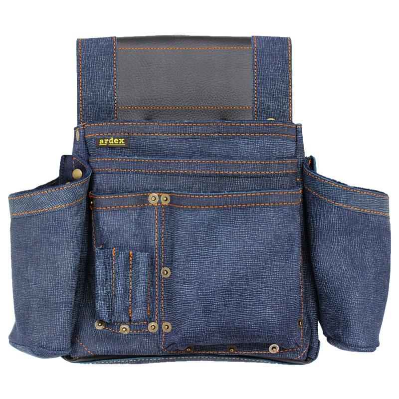 釘袋 Wポケット W墨壷ホルダー仕様 4型 濃デニム ヌバック 【送料無料】 アルデ ARDEX-014W-KD | 