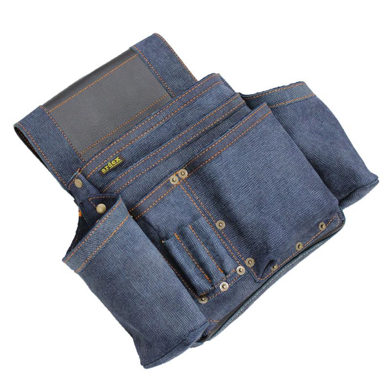 釘袋 Wポケット W墨壷ホルダー仕様 4型 濃デニム ヌバック 【送料無料】 アルデ ARDEX-014W-KD |  | 02