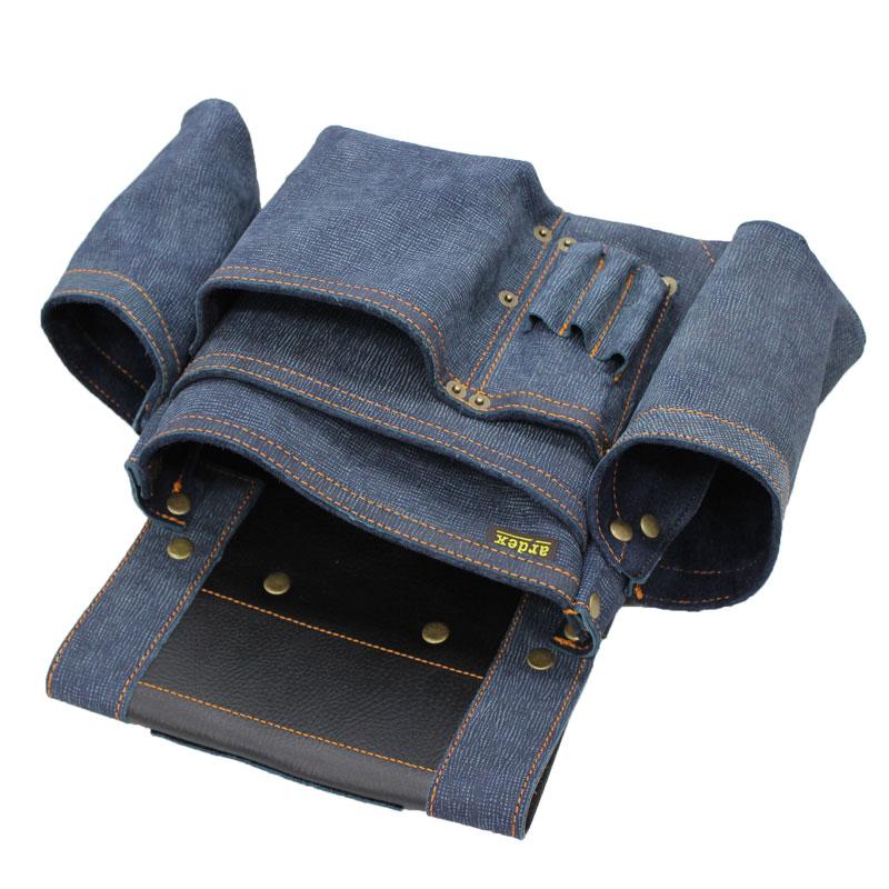 釘袋 Wポケット W墨壷ホルダー仕様 4型 濃デニム ヌバック 【送料無料】 アルデ ARDEX-014W-KD |  | 03