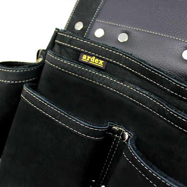 【ARDEXオリジナルモデル】ヌバック釘袋 Wポケット(W墨壷ホルダー仕様) 4型 黒 アルデ ARDEX-014W-K |  | 02