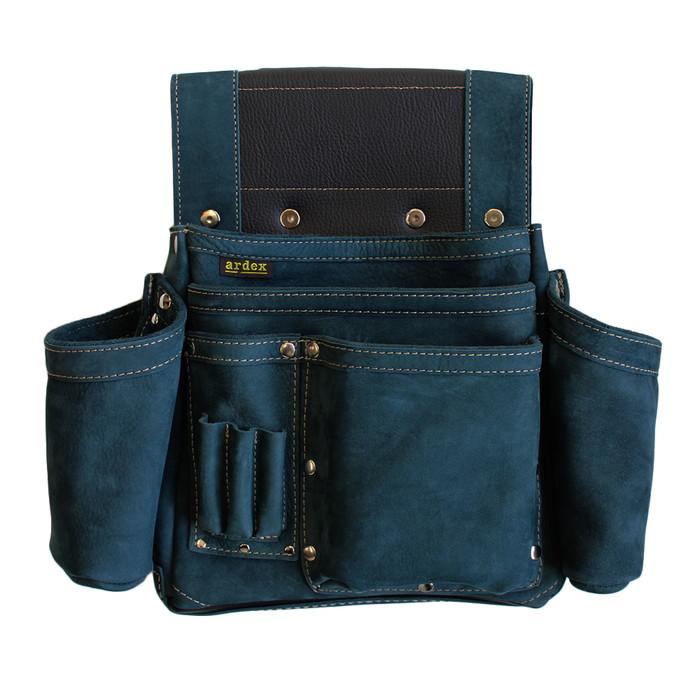 釘袋 Wポケット W墨壷ホルダー仕様 4型 藍色 ヌバック 【送料無料】 アルデ ARDEX-014W-N | 