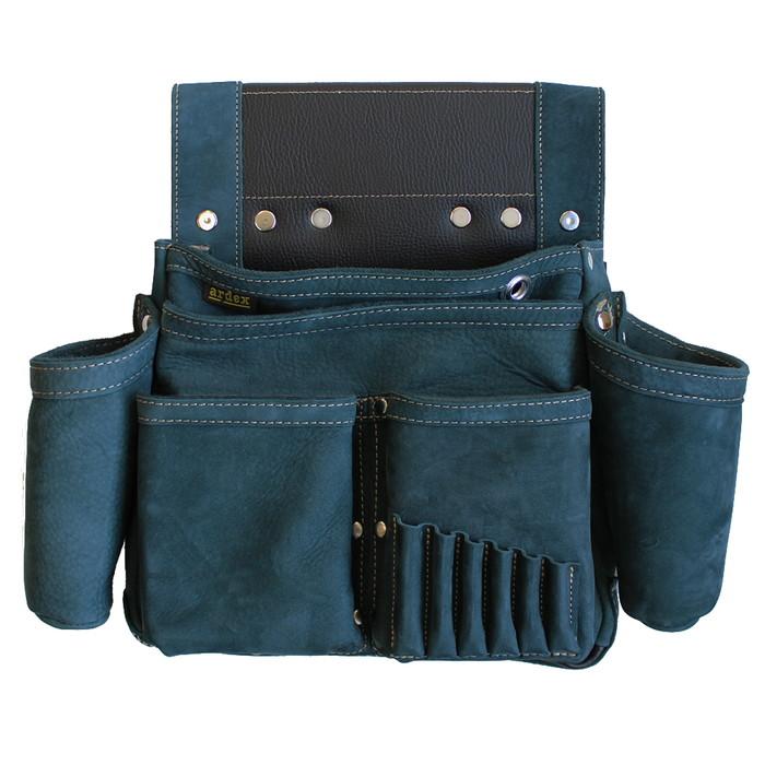 釘袋 Wポケット W墨壷ホルダー仕様 6型 藍色 ヌバック 【送料無料】 アルデ ARDEX-016W-N | 