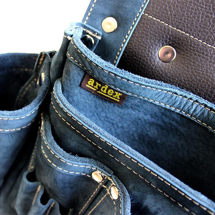 釘袋 Wポケット W墨壷ホルダー仕様 6型 藍色 ヌバック 【送料無料】 アルデ ARDEX-016W-N |  | 03