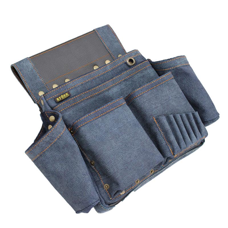 釘袋 Wポケット W墨壷ホルダー仕様 6型 濃デニム ヌバック 【送料無料】 アルデ ARDEX-016W-KD |  | 02