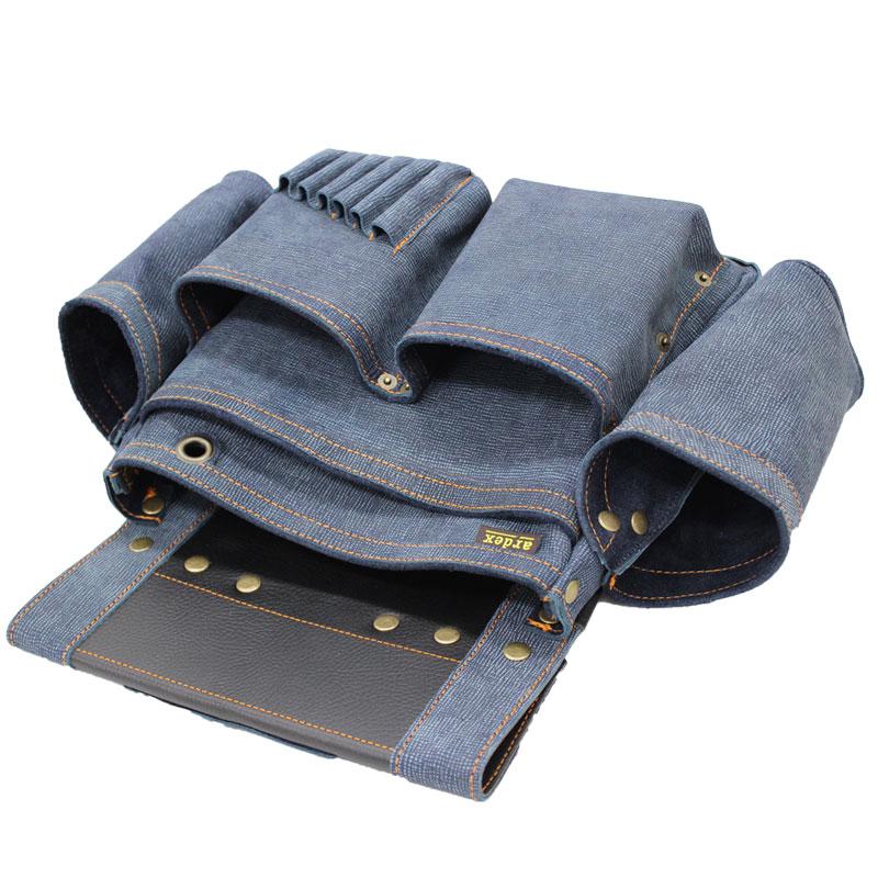 釘袋 Wポケット W墨壷ホルダー仕様 6型 濃デニム ヌバック 【送料無料】 アルデ ARDEX-016W-KD |  | 03