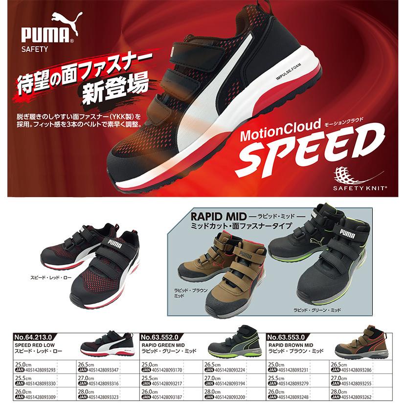 安全靴 作業靴 スピード 25.5cm レッド 面ファスナー ローカット マジックテープ PUMA 帆布バッグ付 PUMA(プーマ) 64.213.0｜arde｜02