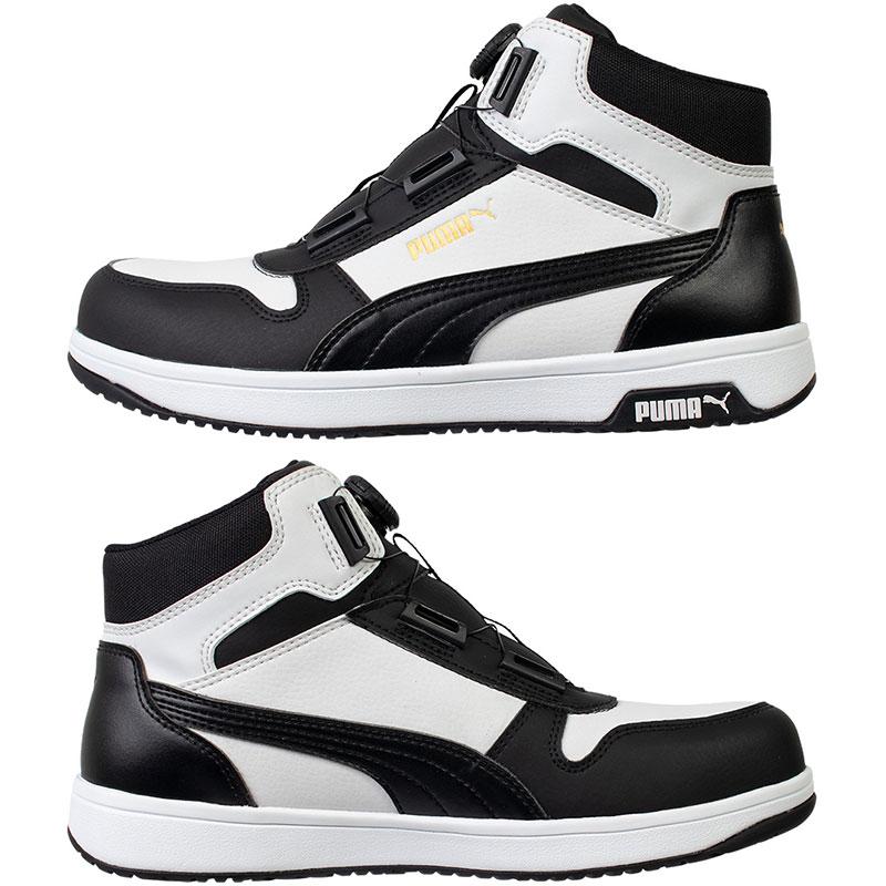 安全靴 フロントコート ブラック 27.0cm ディスク ミッドカット PUMA