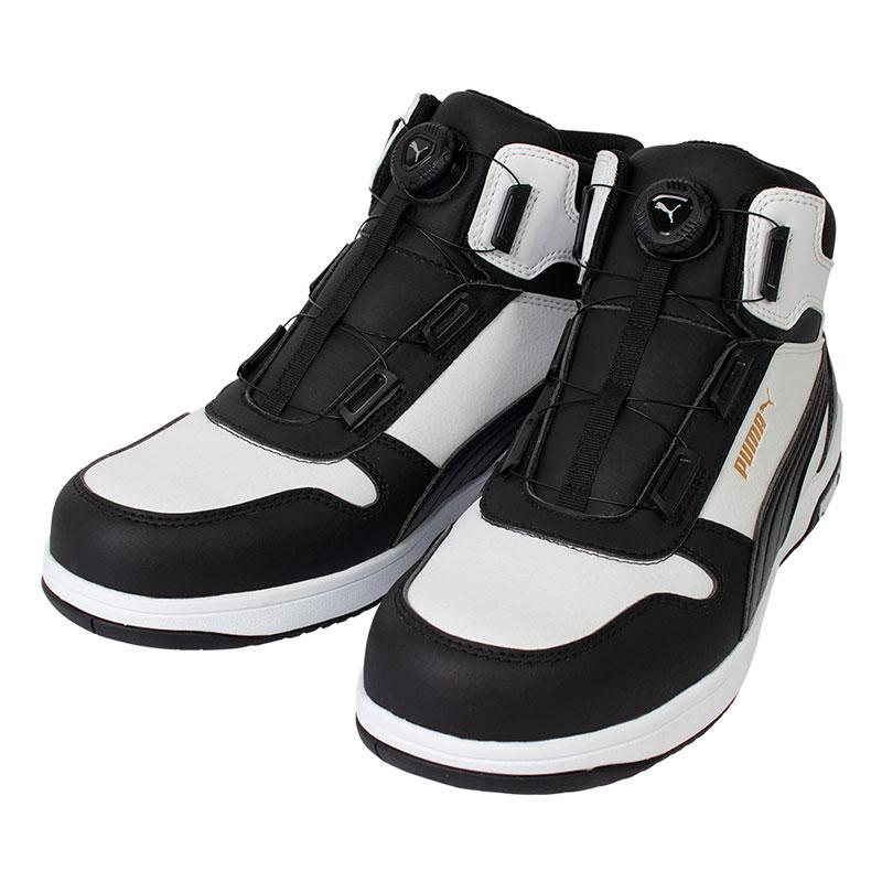 安全靴 フロントコート ブラック 27.0cm ディスク ミッドカット PUMA