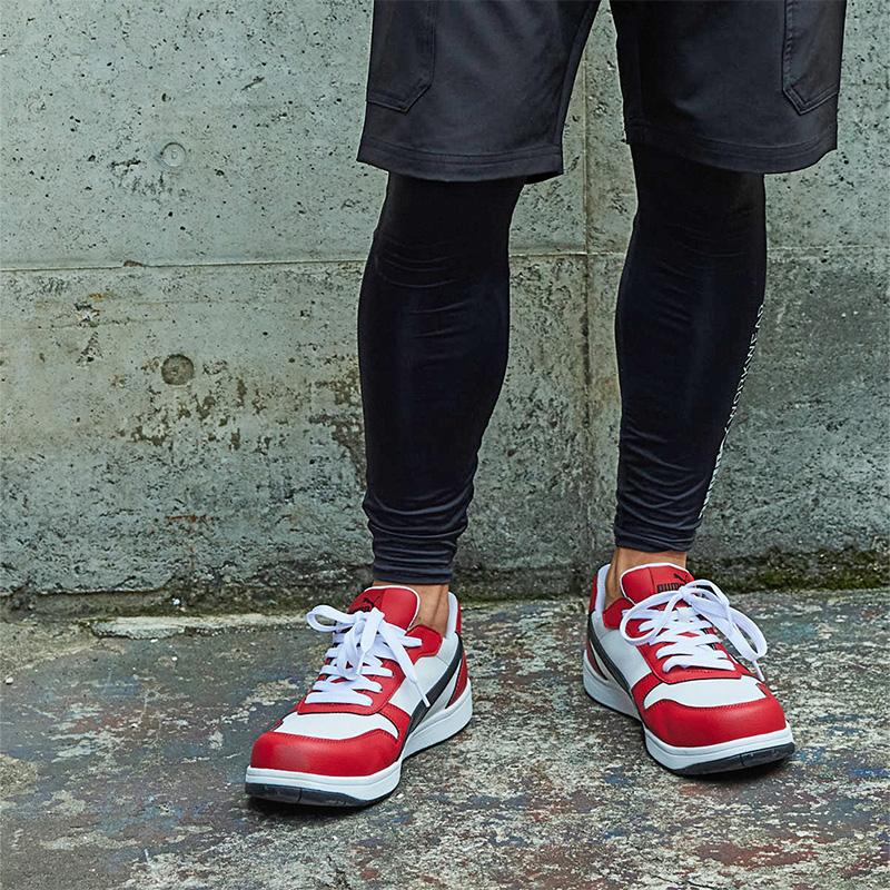 安全靴 フロントコート ローカット レッド 28.0cm 工具ポーチ付 PUMA