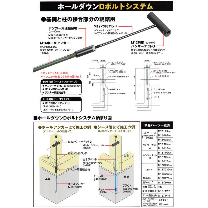 Dボルト ホールダウン金物セット 120mm 1セット 専用ビット1本付き 取寄品 ヨネザワ 7500035 |  | 01