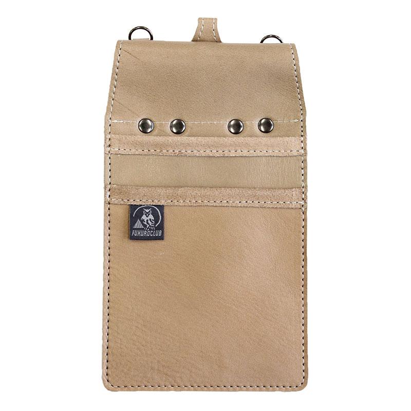 WEB限定 ふくろ倶楽部 PREMIUM オイルヌメ KOBUKUROこぶくろ平型 ベージュ ふくろ倶楽部 POS-51C | 