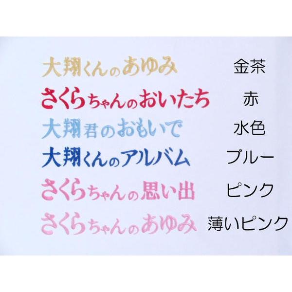 アルバム 名入れ ベビー 名入れアルバム 名前入りアルバム フォトアルバム 出産祝い 刺繍で赤ちゃんの名前入り 台紙が増やせる オルゴール付きも可  119-058 ベの画像